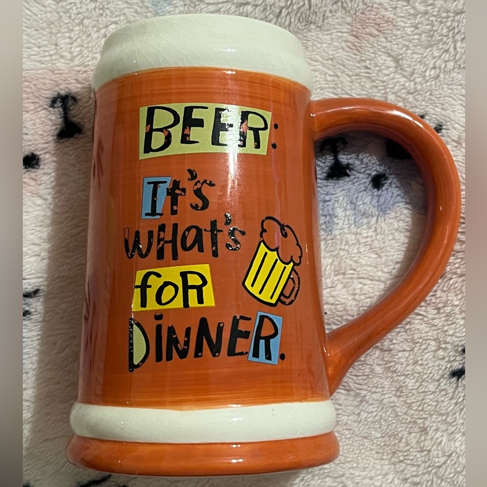 Hallmark Orange and White Beer Mug